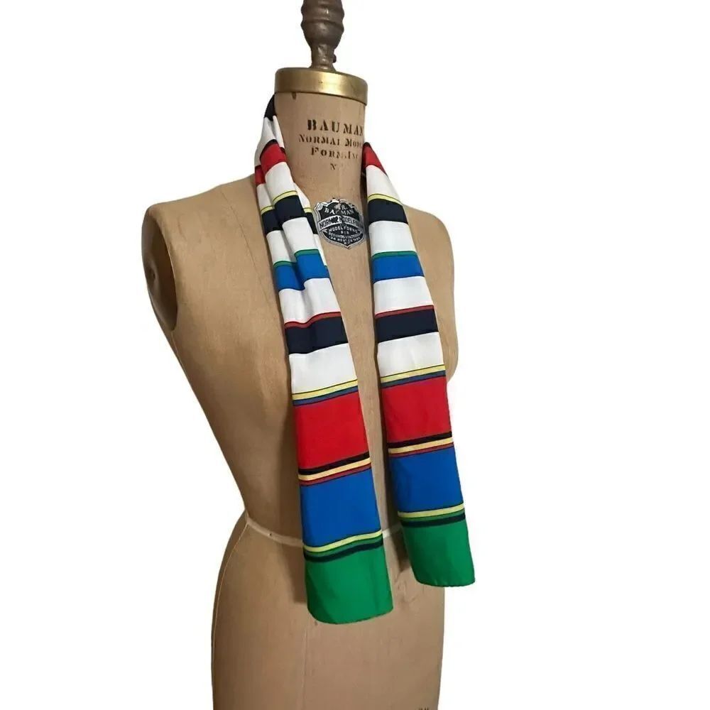 Vintage multicolor striped slim rectangular scarf - Scarves by Nasharr